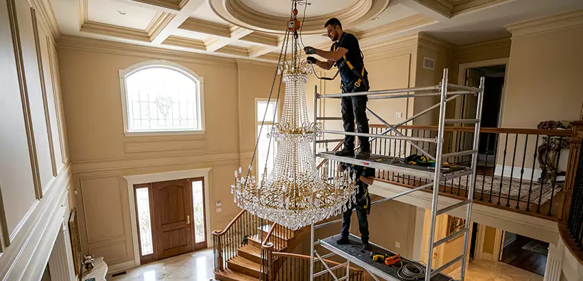 Two-Story Foyer Chandelier Installation in Plant City